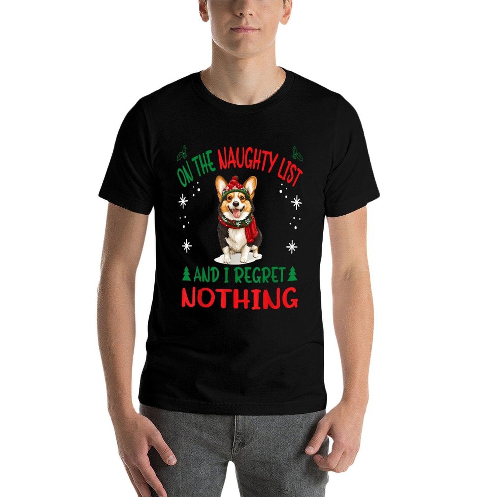 Cute Cardigan Welsh Corgi Dog Christmas On The Naughty List for Men Women  Oversized Silhouette T-Shirt
