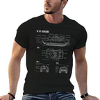 American M1A1 Abrams Main Battle Tank Blueprint  Oversized Silhouette T-Shirt