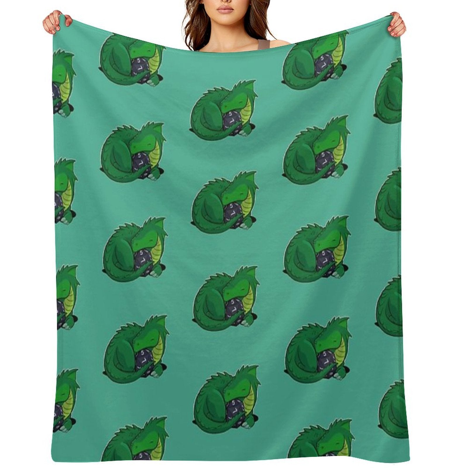 D20 Green Dragon Quick-dry Throw Blanket
