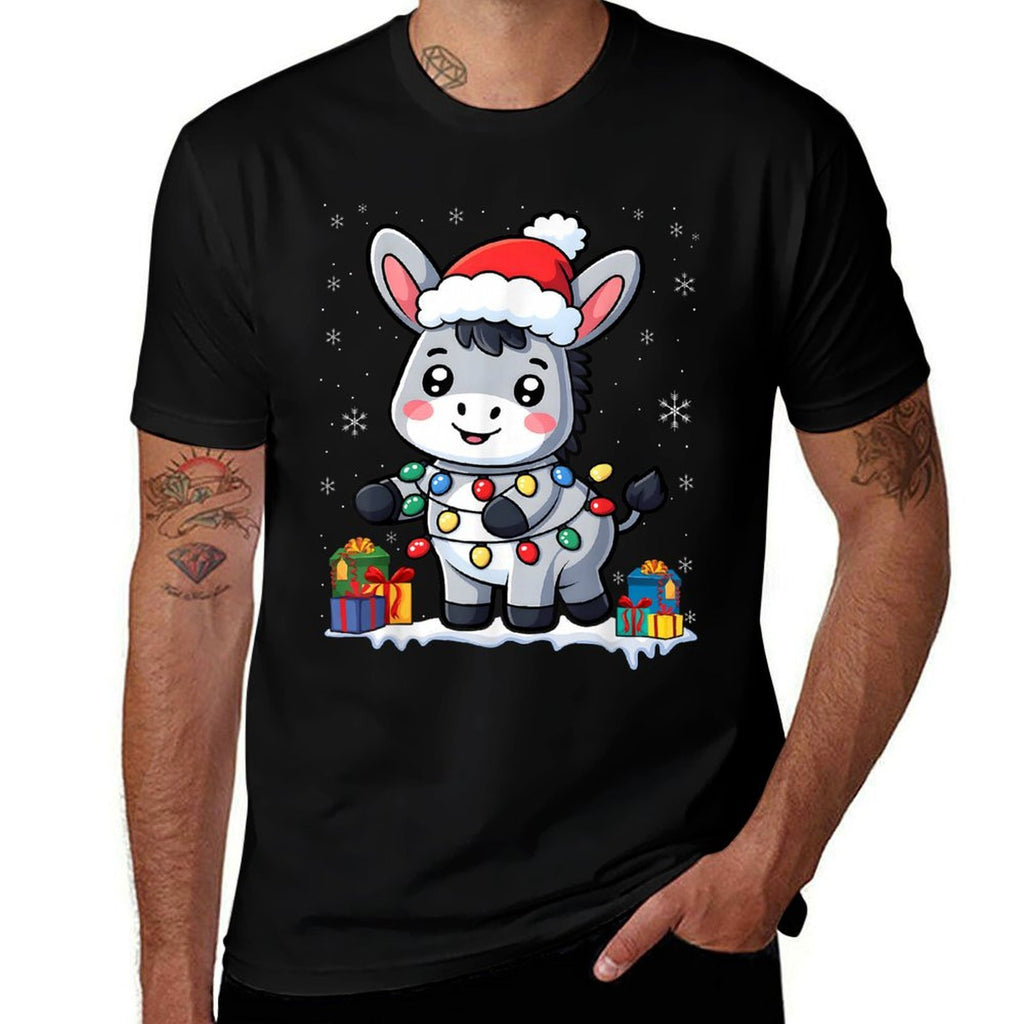 Donkey Christmas Santa Clauses Fairy Lights Donkeys  Versatile T-Shirt