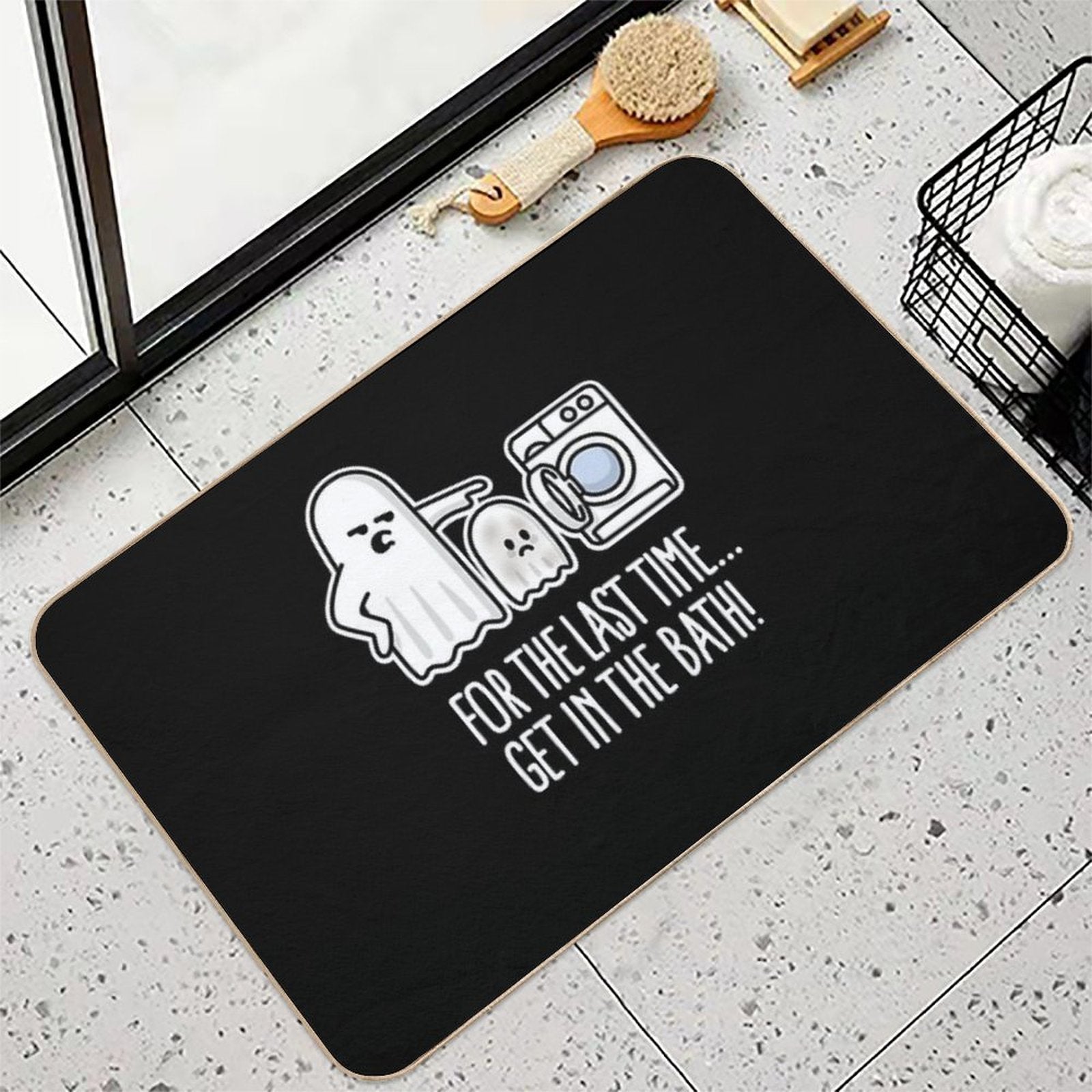 For The Last Time Get in The Bath Halloween Ghost Washing Machine Comic  Easy Maintenance Bath Mat