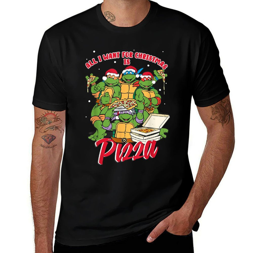 Teenage Mutant Ninja Turtles Christmas Pizza  Eco-friendly Material T-Shirt