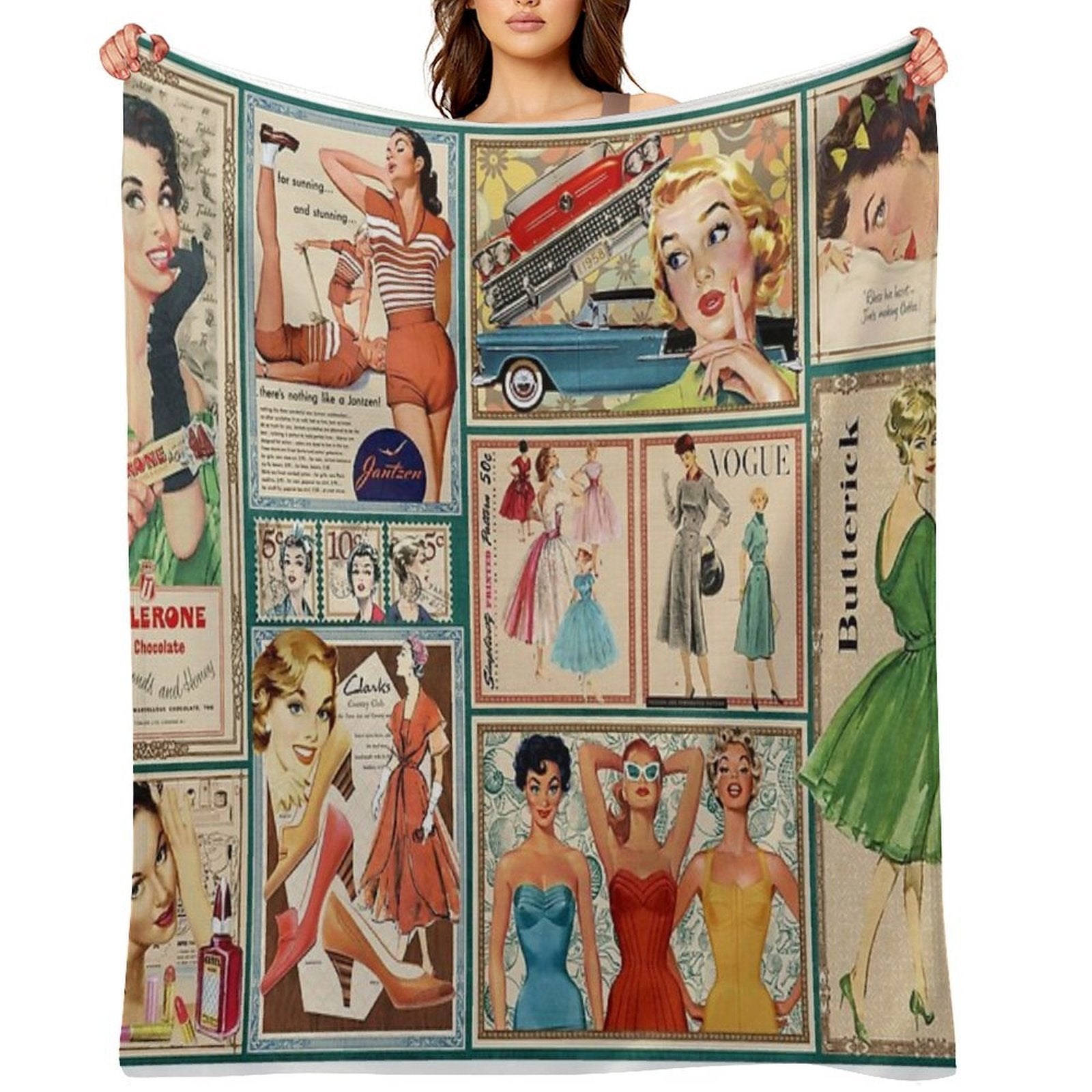 50s Fashion Compact Throw Blanket