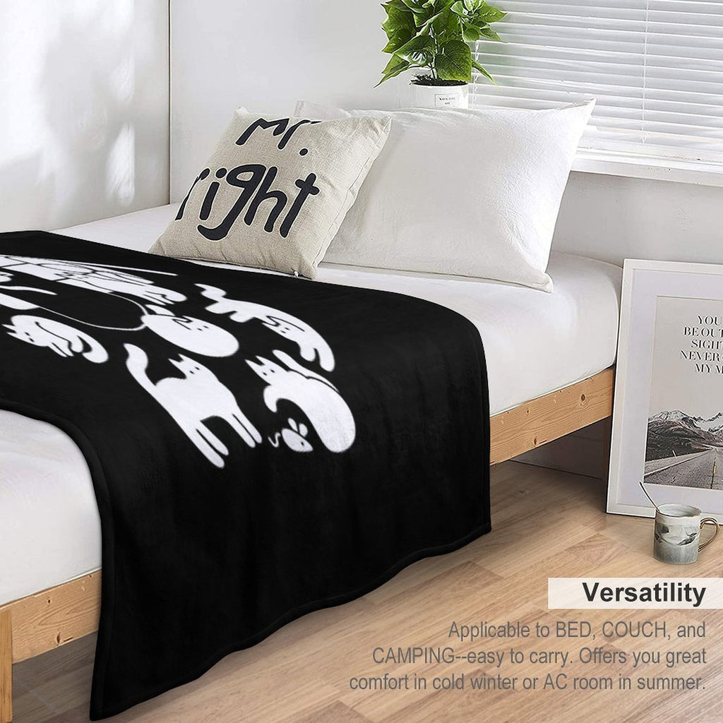 Death And His Cats Travel-friendly Throw Blanket