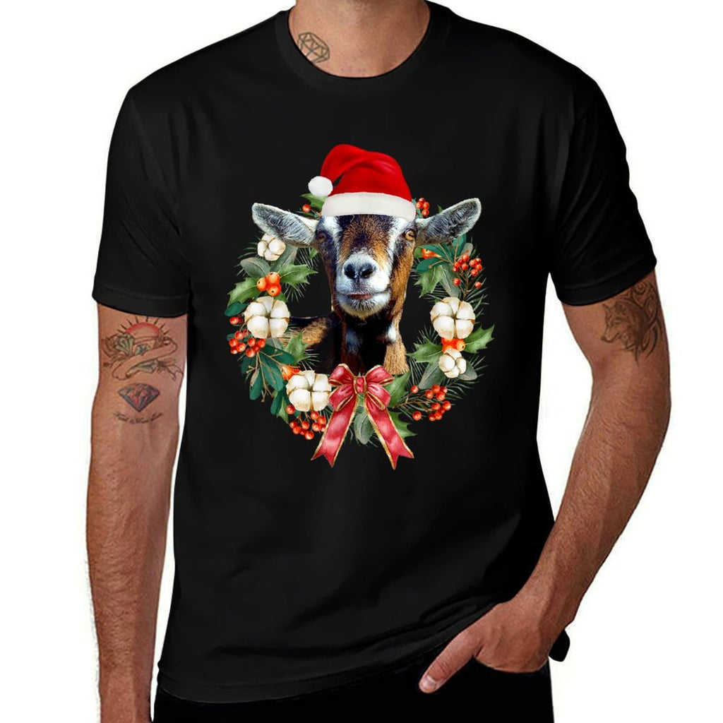 Cute Goats Christmas Funny Farm Animal Christmas  Rolled Sleeves T-Shirt