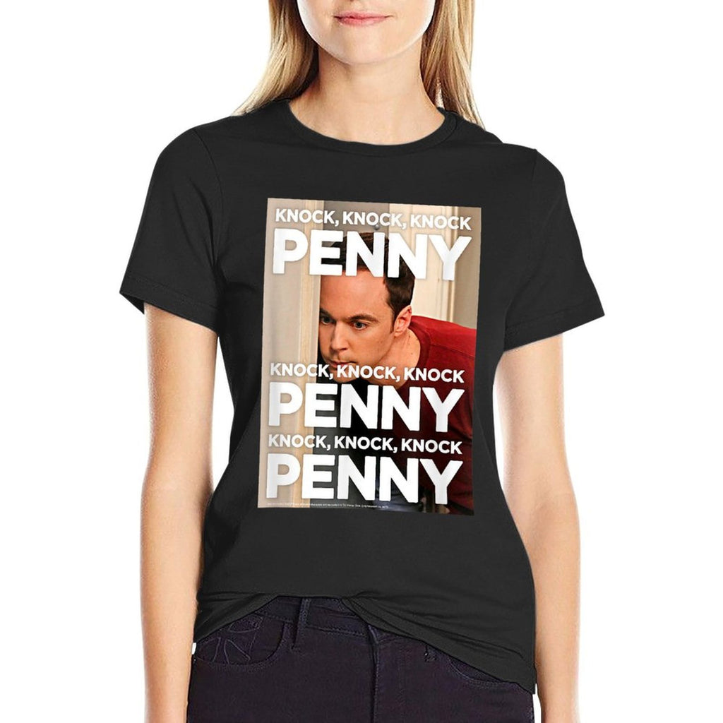 The Big Bang Theory Knock, Knock, Knock Penny  Ribbed Collar T-Shirt