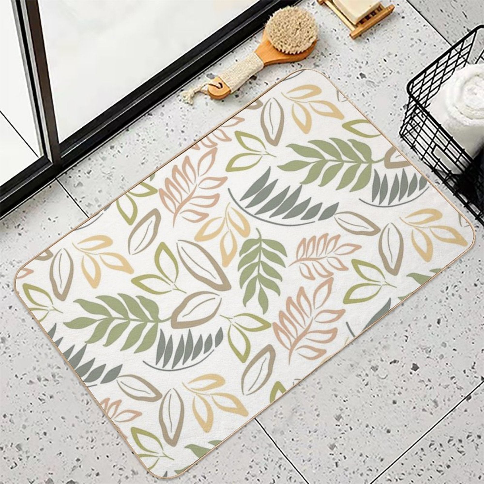 Natural Leaf Seamless Pattern  Multi-Purpose Bath Mat