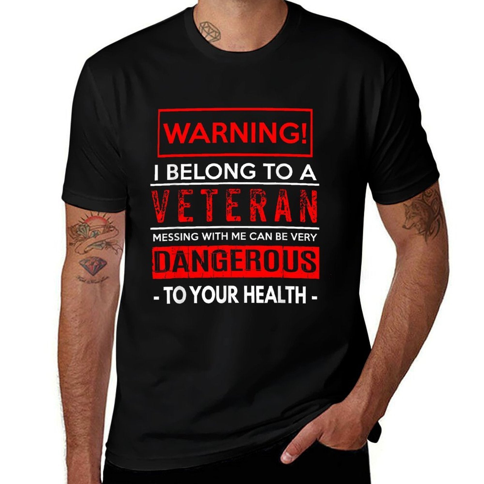 American Patriots Design For Men, Women  Kids Funny Veteran Wife  Husband - Warning! Dangerous! Unisex  Easy-care T-Shirt