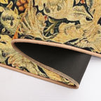 BIRDS ON ACANTHUS LEAVES ,ROSES ,VINE AND GRAPES IN ORANGE YELLOW, Art Nouveau Floral  Odorless Bath Mat