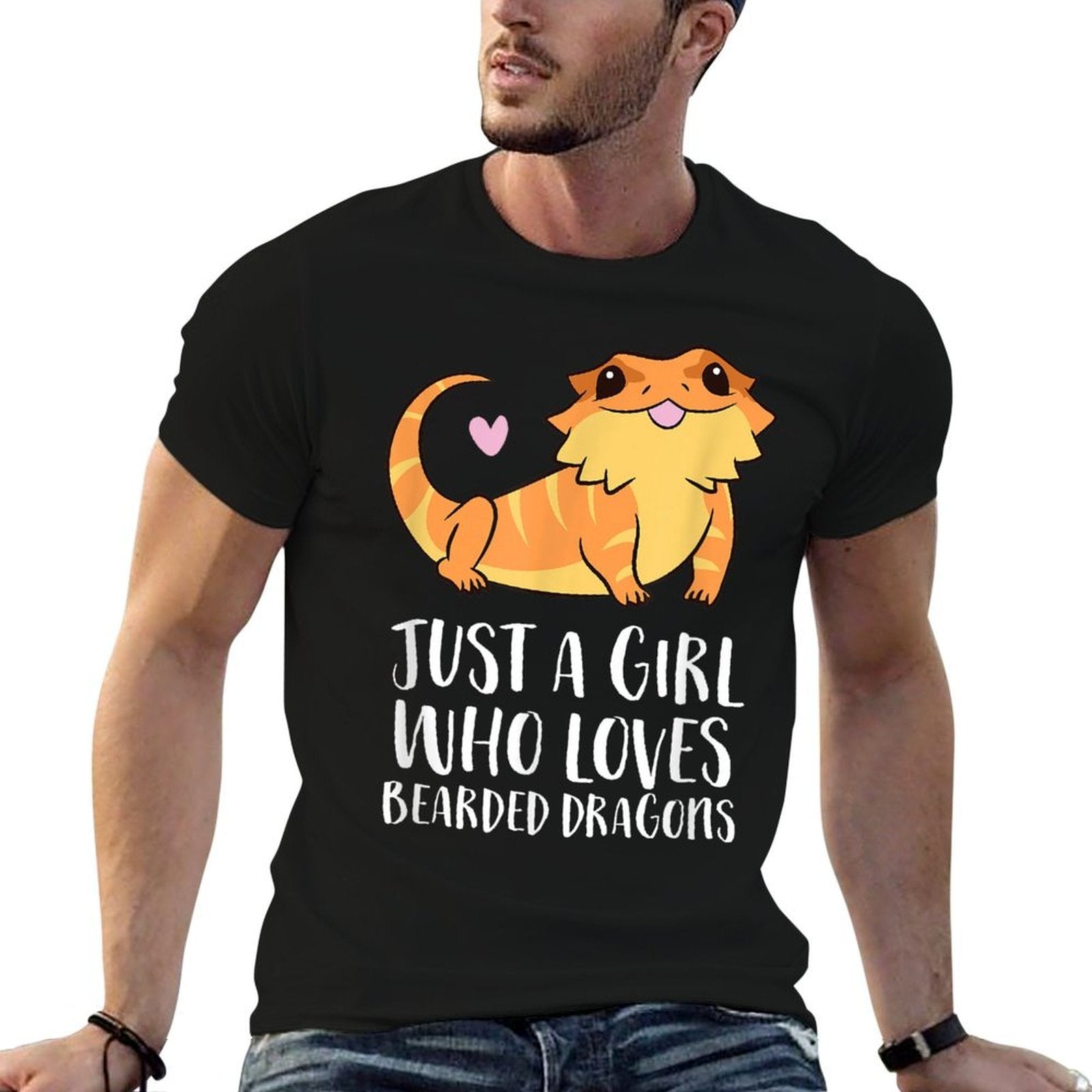 Just A Girl Who Loves Bearded Dragons Lizard Reptile  Rolled Sleeves T-Shirt