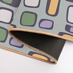 Colorful Retro Mid Century Aesthetic Squares Geometric Pattern Gray Teal  Toxin-Free Bath Mat