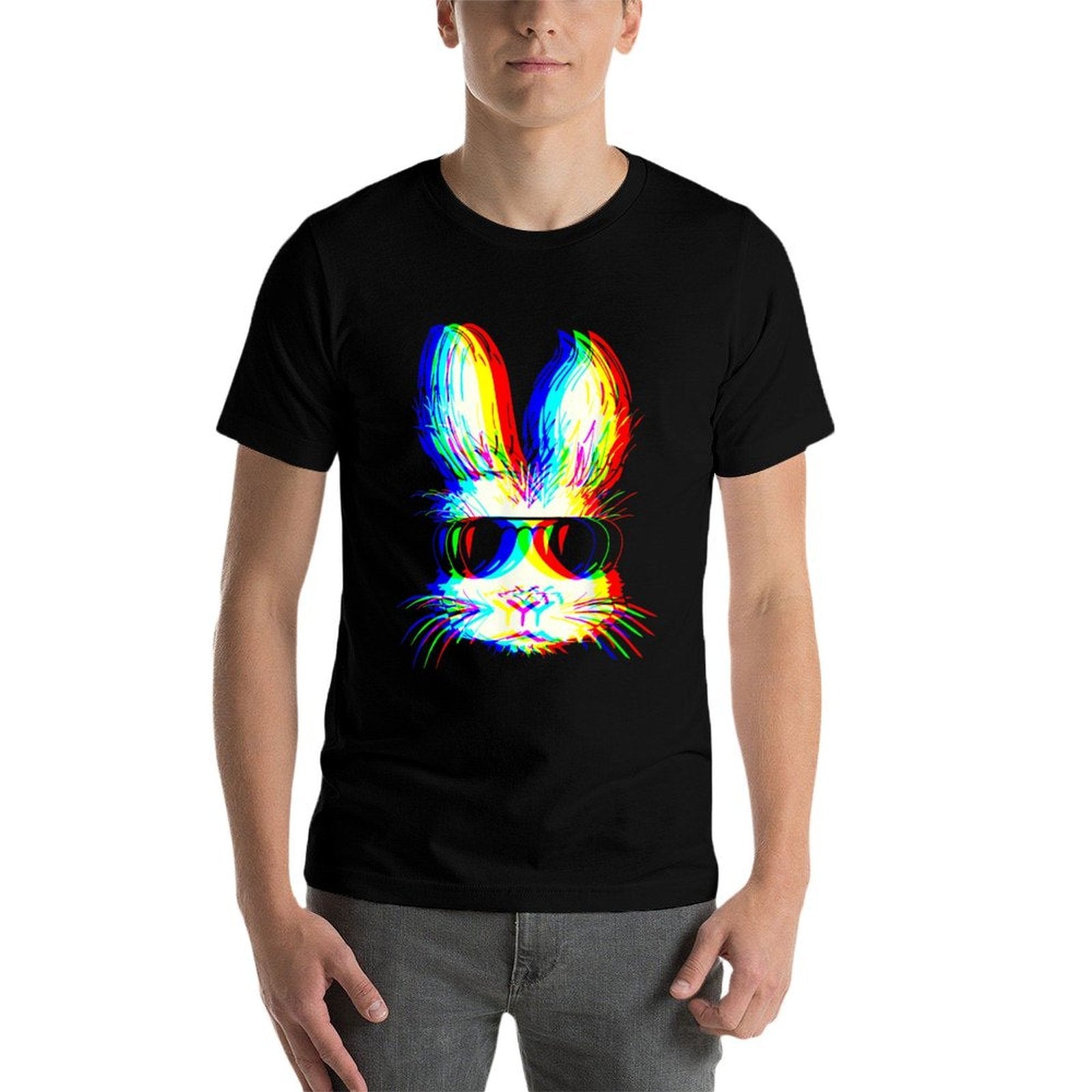 Bunny Trippy Vaporwave Easter Techno Rave EDM Music Party  Lightweight T-Shirt