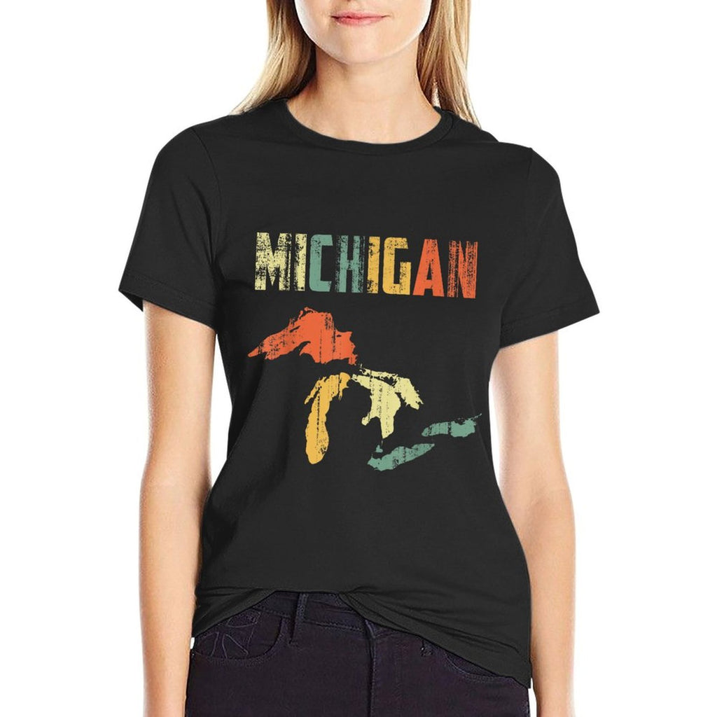 The Great Lakes Largest Water Retro Color Michigan MI Pride  Quick-drying T-Shirt