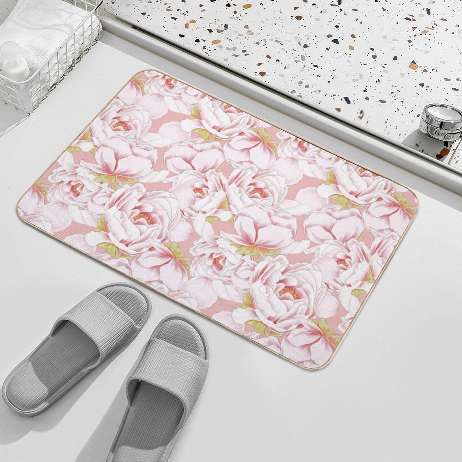 Peonies  Stain-Proof Bath Mat