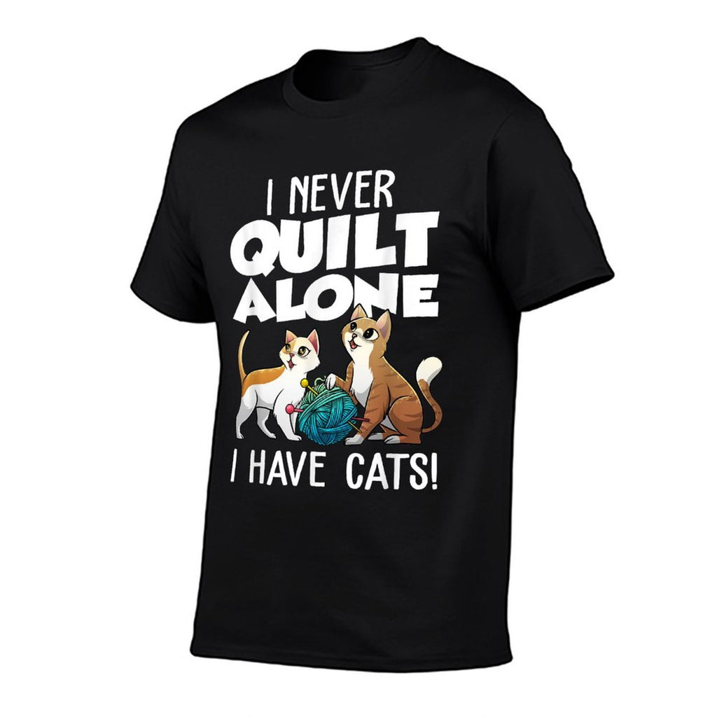 Cute Sewing Needleworking Animal Pun Humor Designs Funny Quilting Gift For Women Cat Quilt Pet Lover Quilter Black  Breathable T-Shirt