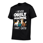 Cute Sewing Needleworking Animal Pun Humor Designs Funny Quilting Gift For Women Cat Quilt Pet Lover Quilter Black  Breathable T-Shirt