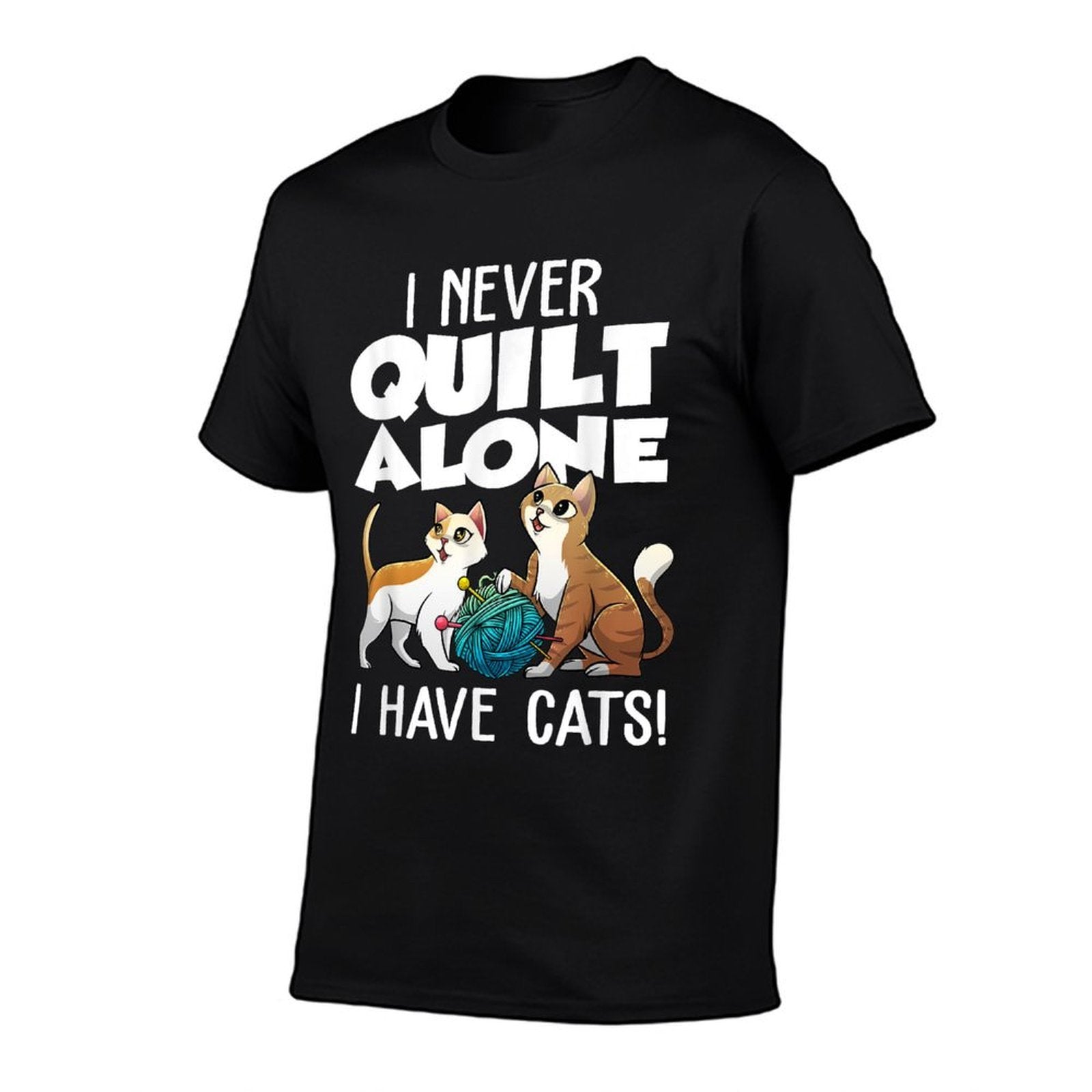 Cute Sewing Needleworking Animal Pun Humor Designs Funny Quilting Gift For Women Cat Quilt Pet Lover Quilter Black  Breathable T-Shirt