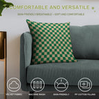 Tan Brown And Cadmium Green Checkerboard Soft Skin-Friendly Throw Pillow