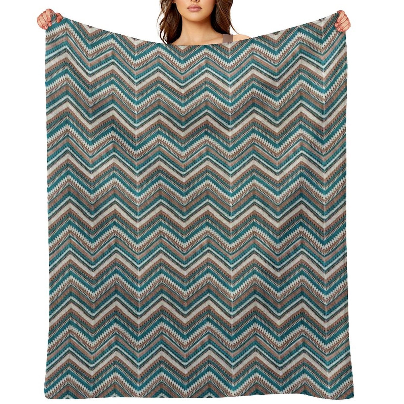 Western Style Crochet Zigzag Shrink-resistant Throw Blanket