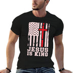 Jesus Is King Christ Lord Patriotic Christian American  Trendy Pattern T-Shirt
