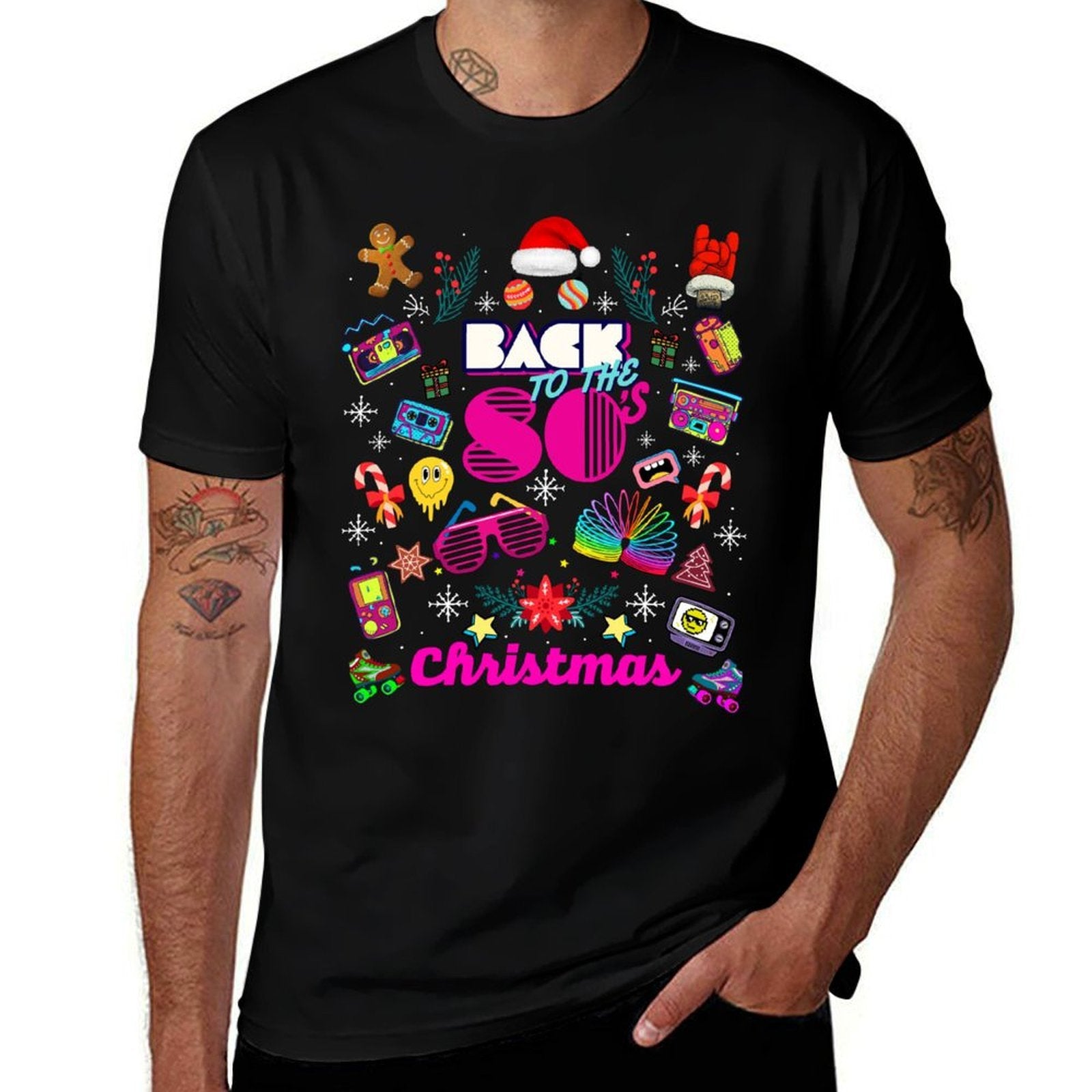 Funny Back to 80s Christmas Nostalgia Quotes Graphic Design  Fade-proof Color T-Shirt