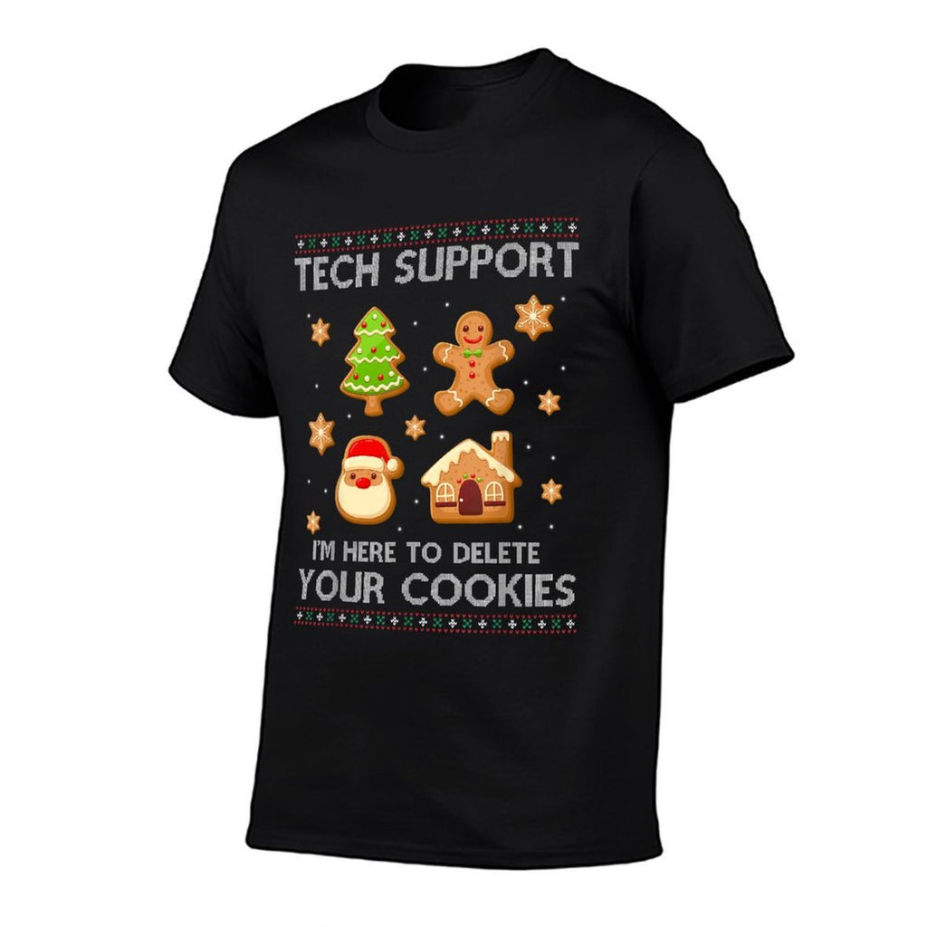 Christmas Tech Support Here To Delete Cookies Ugly Sweater  Heathered Texture T-Shirt