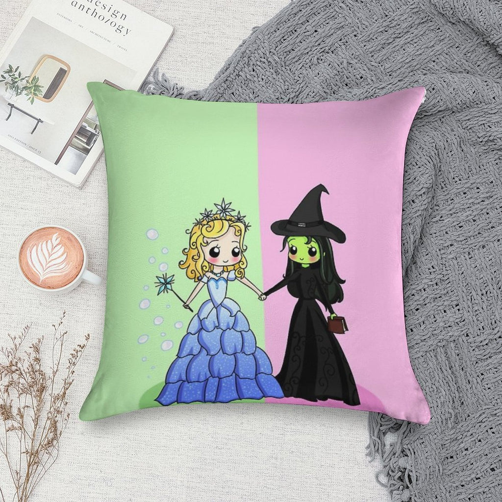 Elphaba & Glinda Soft Washable Throw Pillow