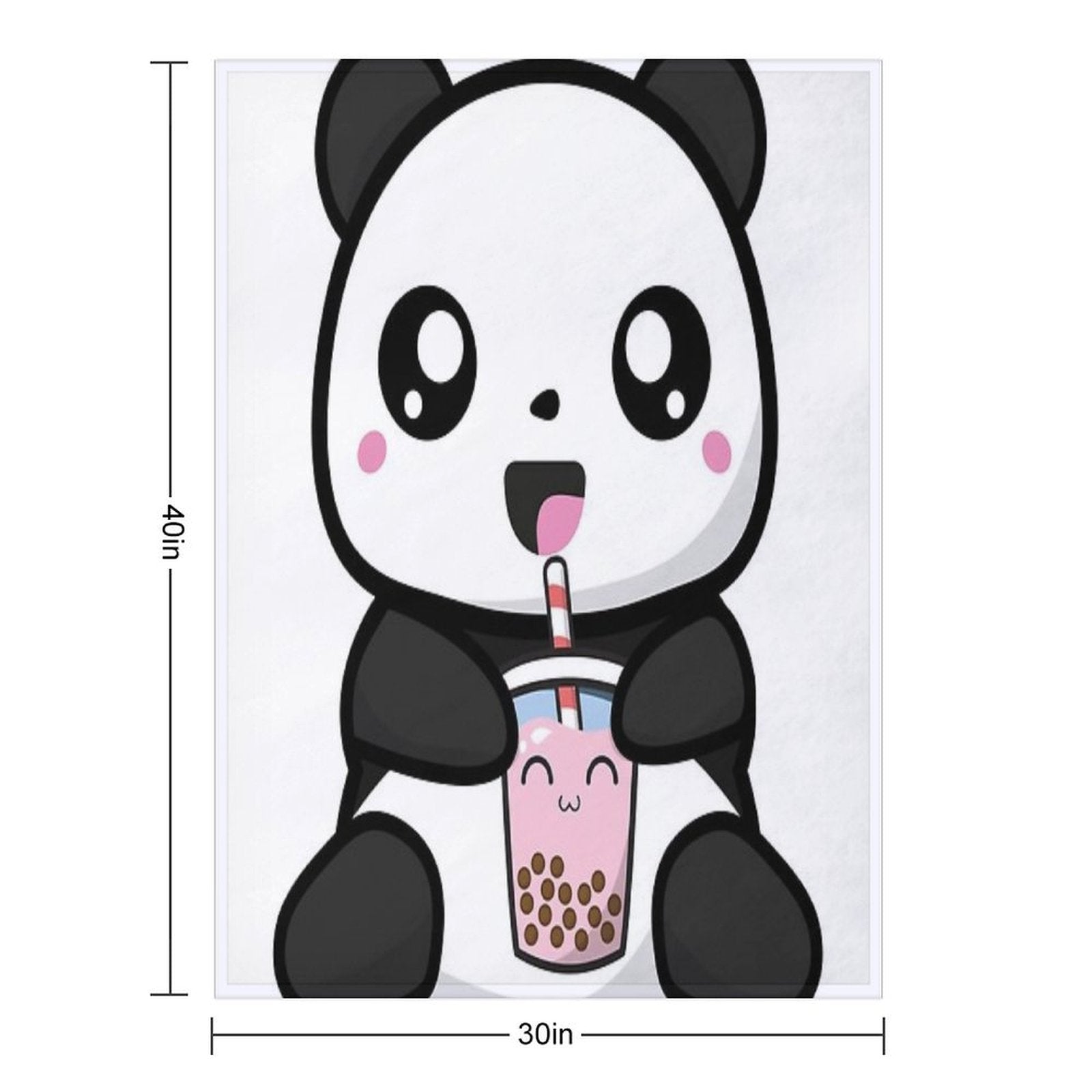 Panda Boba Kawaii Bubble Tea Plush Throw Blanket