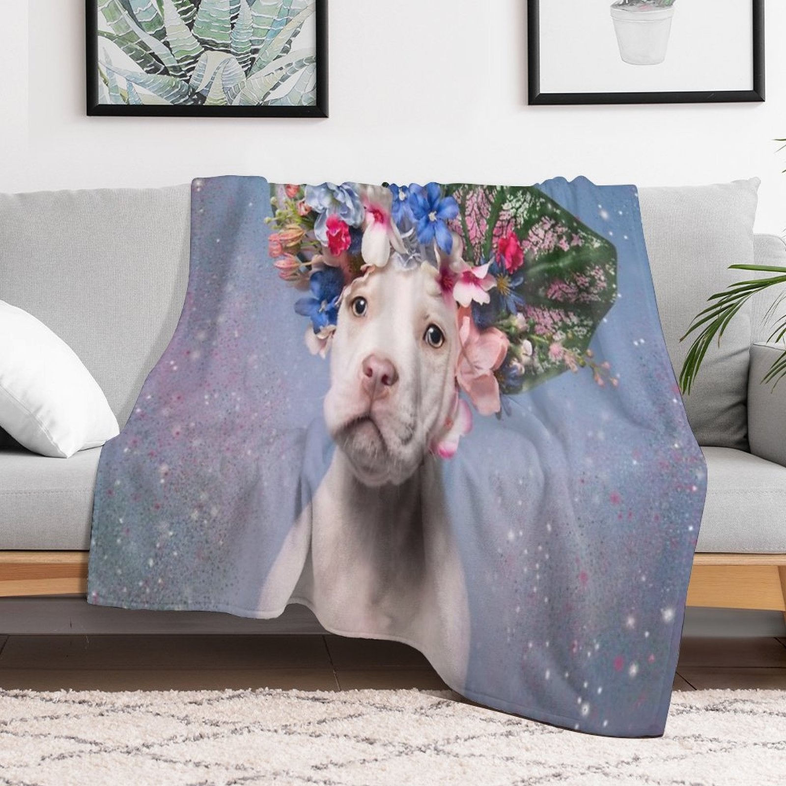 Pit Bull Flower Power, Apollo Durable Throw Blanket