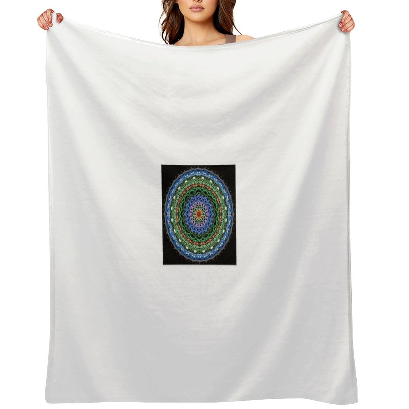“Flourish of The Earth Mandala – Sacred Geometry Honoring Nature’s Harmony All-season Throw Blanket