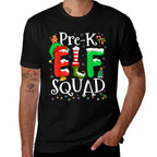 Funny Elf Squad Pre-k Teacher Christmas Child Xmas  Oversized Silhouette T-Shirt