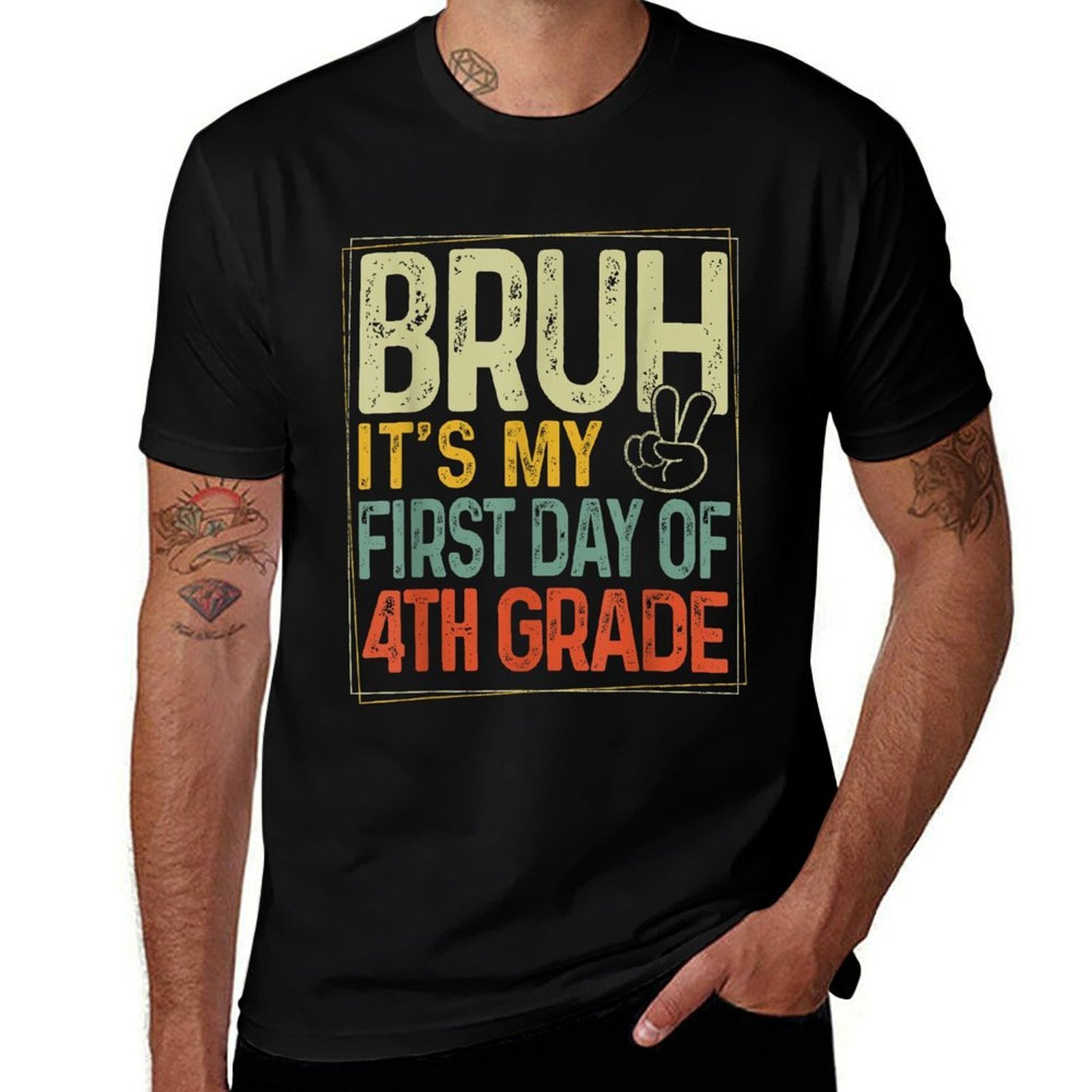 Bruh Its My First Day Of 4th Grade Back To School Boys Kids  Cotton T-Shirt