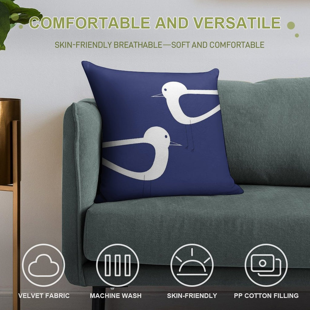 Shorebird Pair in Navy Blue And White Soft Warmth Comfort Throw Pillow