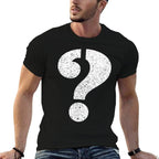 Question Mark Stenciled - Punctuation Funny  Heathered Texture T-Shirt