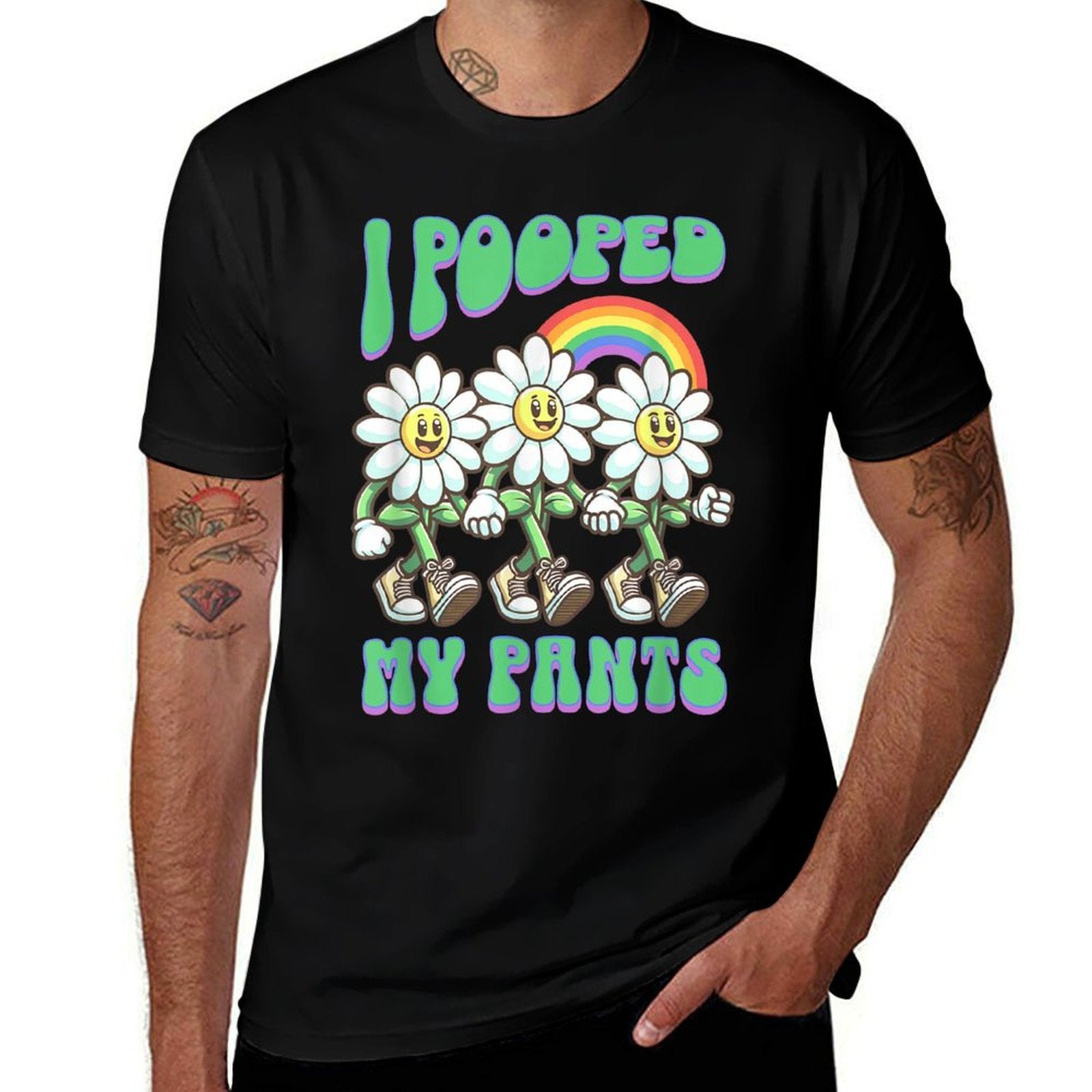 I Pooped My Pants Funny Flowers Toilet Adult Humor Meme  Wrinkle-resistant T-Shirt