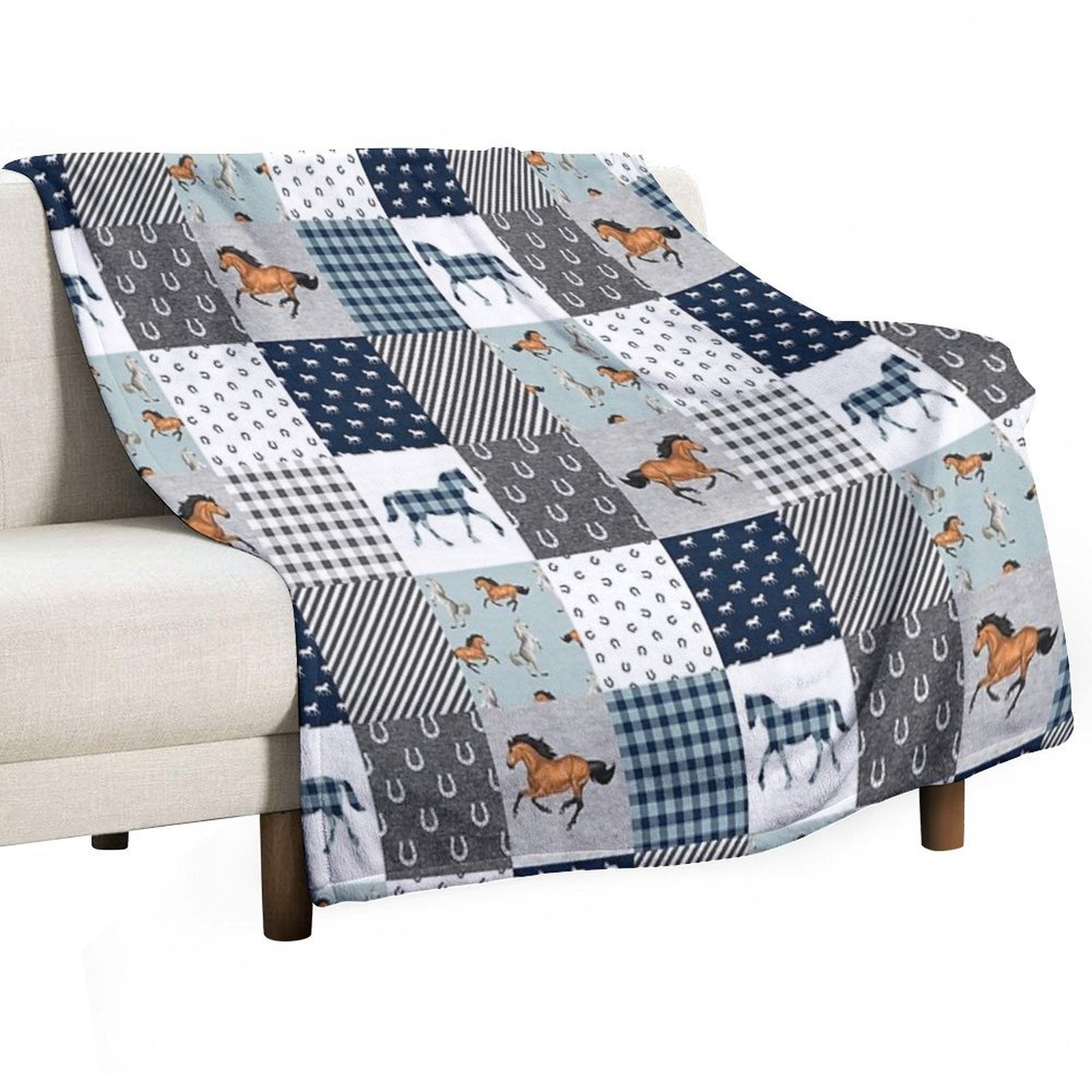 Horse Animal Plaid Versatility Throw Blanket