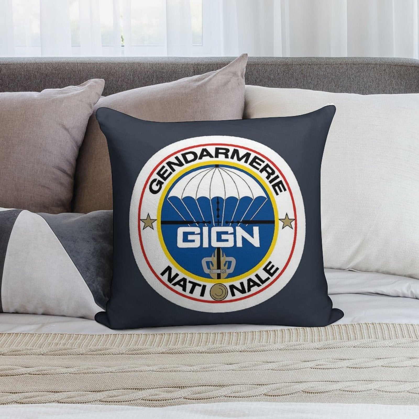 National Gendarmerie Intervention Group - GIGN (France) Soft Short Plush Fabric Throw Pillow