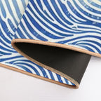 Abstract Linocut Ocean Wave Pattern  Repositionable Bath Mat