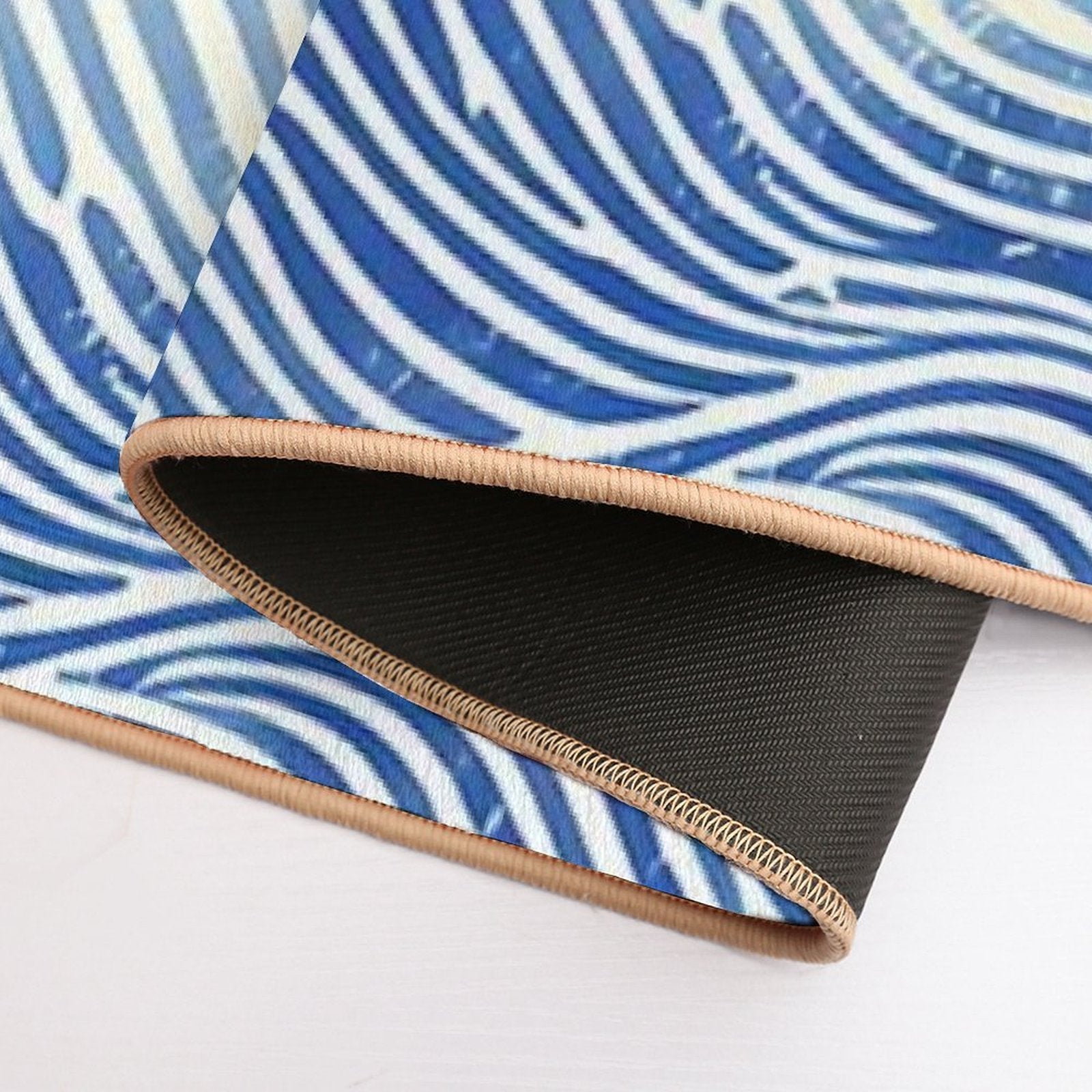 Abstract Linocut Ocean Wave Pattern  Repositionable Bath Mat