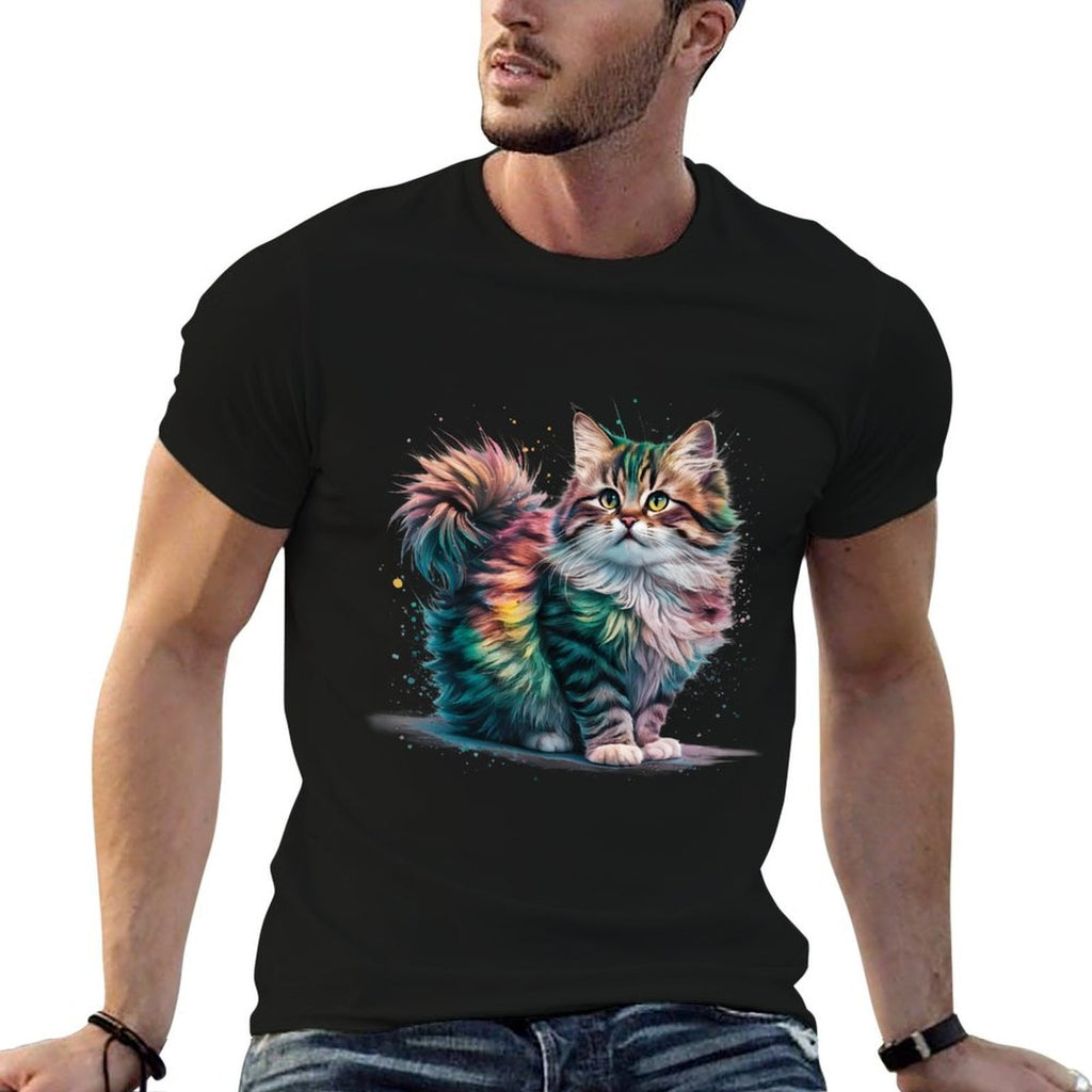 Cat Men Women Colourful Watercolour Cat  Moisture-wicking T-Shirt