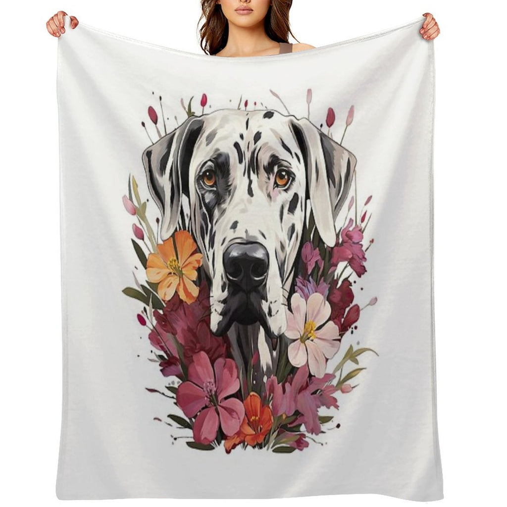 Beautiful Harlequin Great Dane Shrink-resistant Throw Blanket
