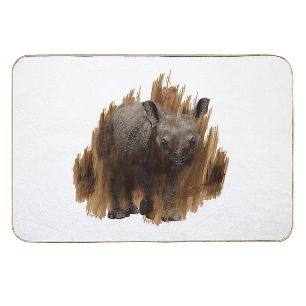 Rhino Baby, African Animal Motifs, Gift Idea for Animal Lovers  Long-Lasting Bath Mat