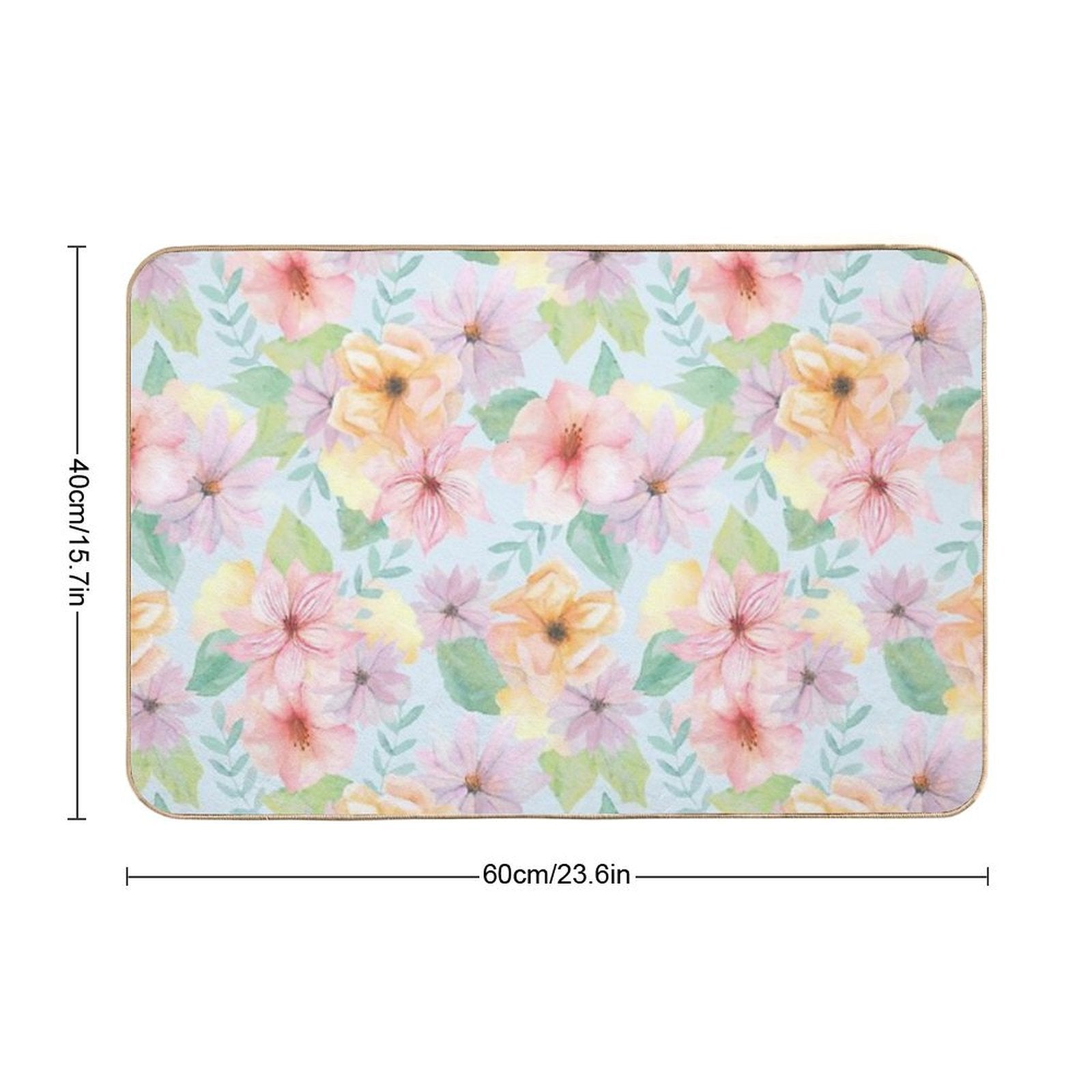 Pastel Tropical Floral Pattern  Repositionable Bath Mat