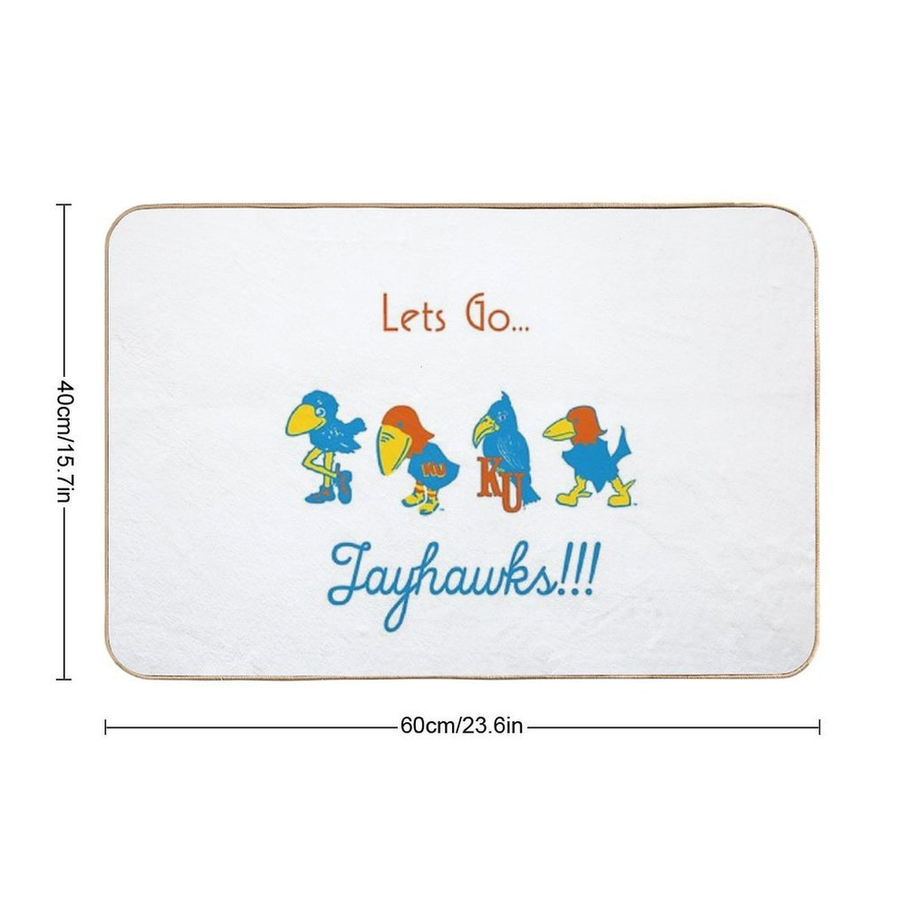 KU Jayhawks Over The Years Lets Go Jayhawks Throwback Marching Jayhawks KU Baskball  Versatile Bath Mat