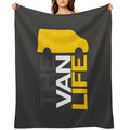 The Van Life Logo Grey Yellow Lightweight Throw Blanket