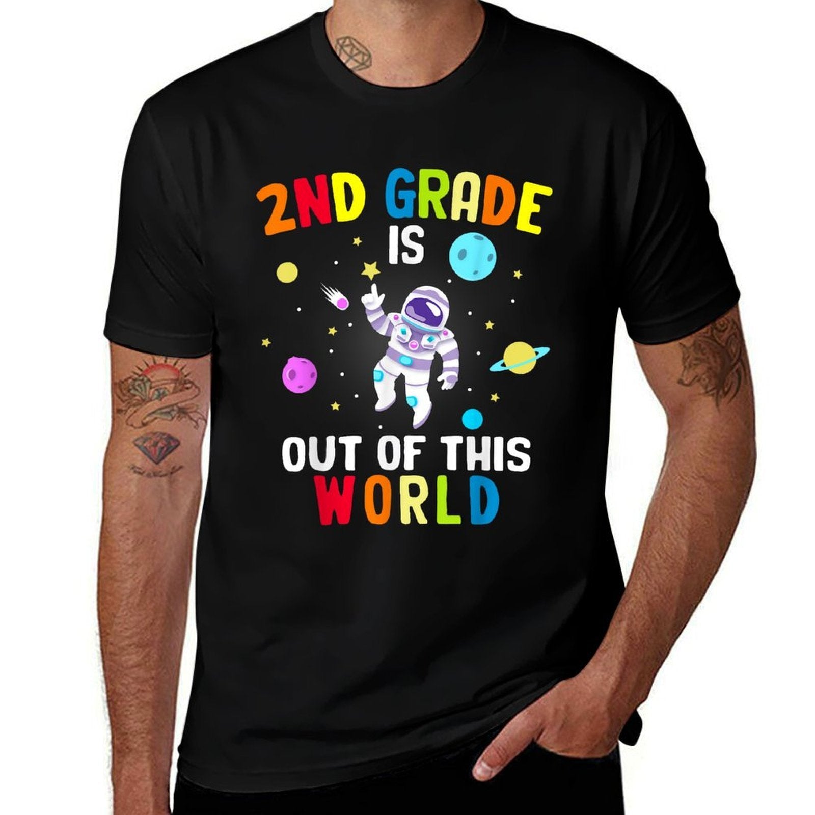 2nd Grade Is Out of This World Cool Astronaut Outer Space  Vintage-inspired T-Shirt