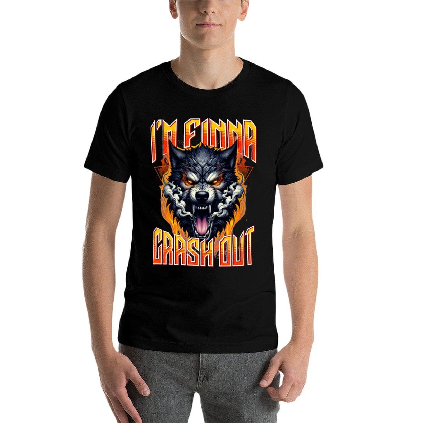 Im Finna Crash Out Ironic Meme Sigma Brainrot Quote  Rolled Sleeves T-Shirt