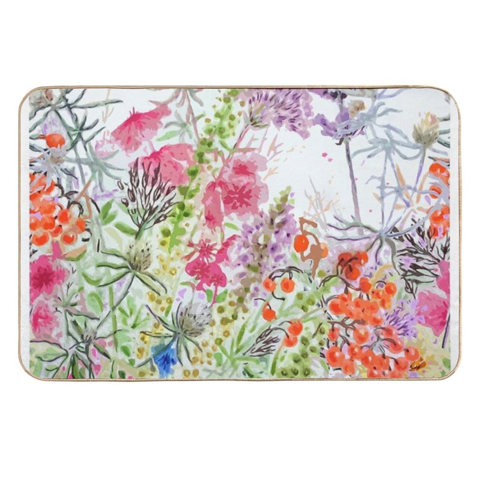 WildFlowers And Berries  Multi-Purpose Bath Mat