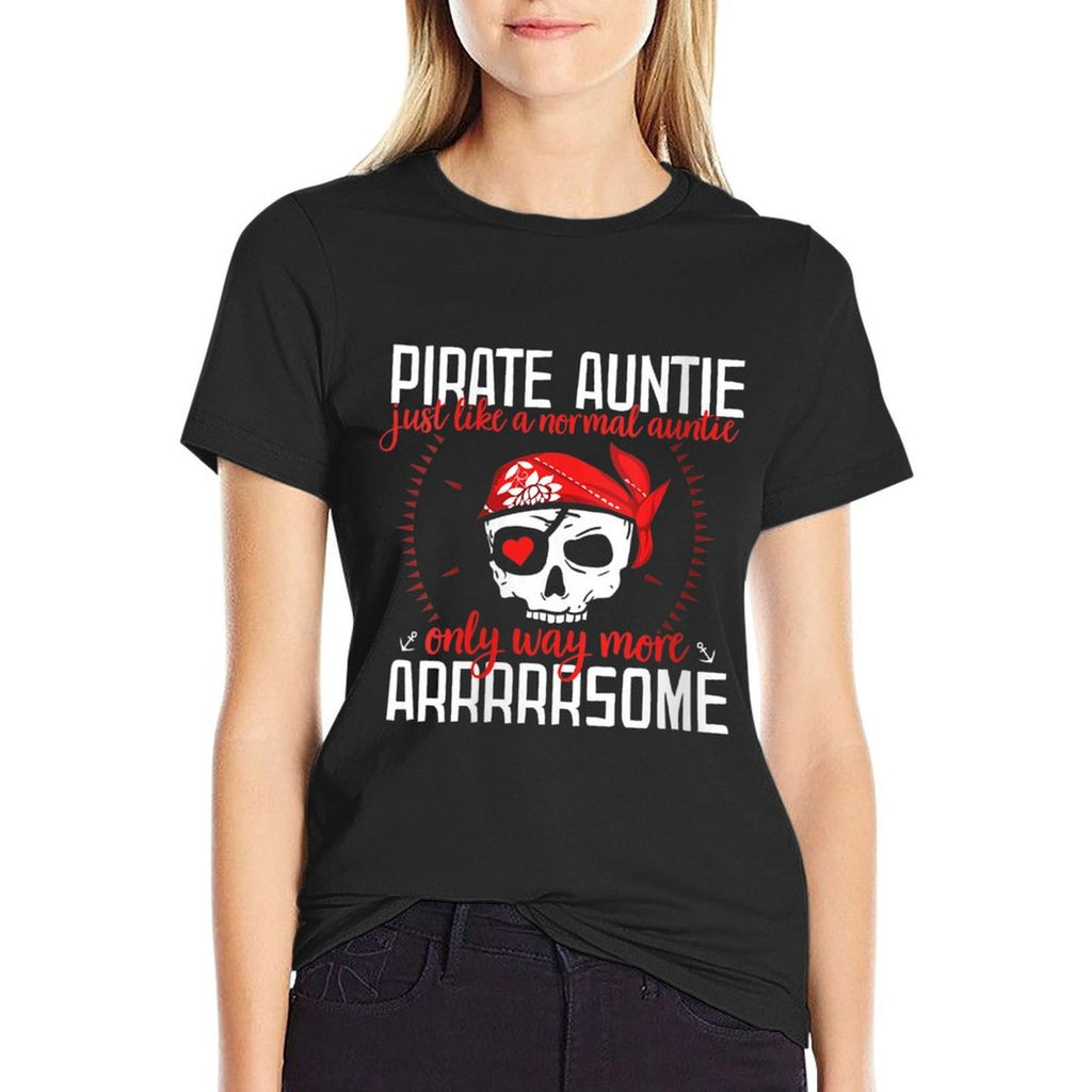 Womens Funny Pirate Aunt Women Jolly Roger Freebooter  Trendy Pattern T-Shirt