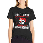 Womens Funny Pirate Aunt Women Jolly Roger Freebooter  Trendy Pattern T-Shirt
